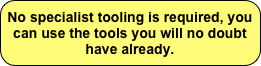No specialist tooling is required, you can use the tools you will no doubt have already.